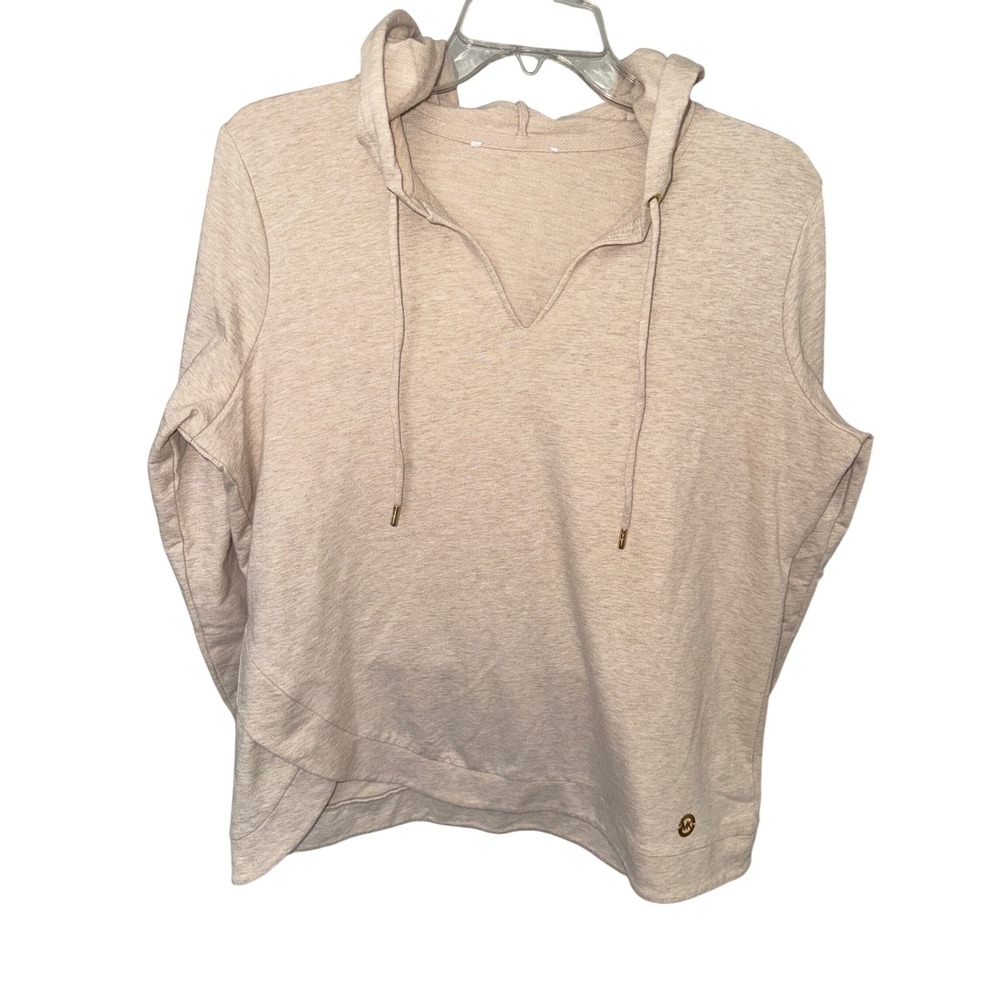 MICHAEL KORS Womens Hoodie Pullover Light Stretchy Cotton Oatmeal Color size
